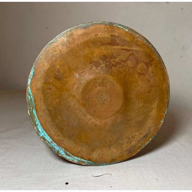 Antique Arts and Crafts Hammered Copper Silver Metal Trumpet Vase Sculpture For Sale - Image 10 of 11