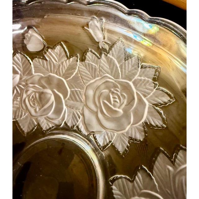 Transparent 1990s Mikasa Winter Rose Console Bowl For Sale - Image 8 of 12