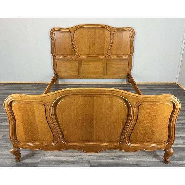 Vintage French Louis XVI Double Bed Frame in Oak For Sale - Image 11 of 11