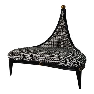 Modern Hollywood Regency Style Black Tri-Settee For Sale