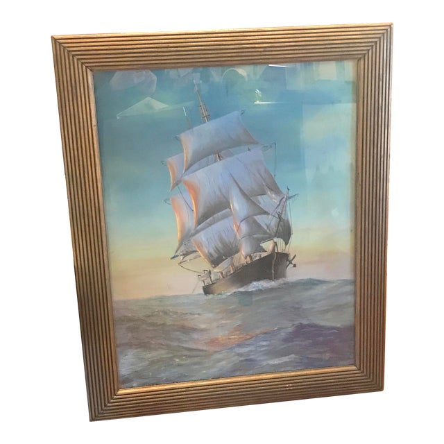 Early 20th Century Nautical Seascape Pastel Drawing, Framed For Sale