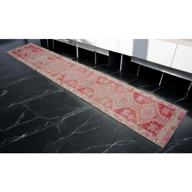 Tribal Kurdish Herki Hand-Knotted Distressed Runner Rug Low Pile Hallway Decor For Sale - Image 3 of 11