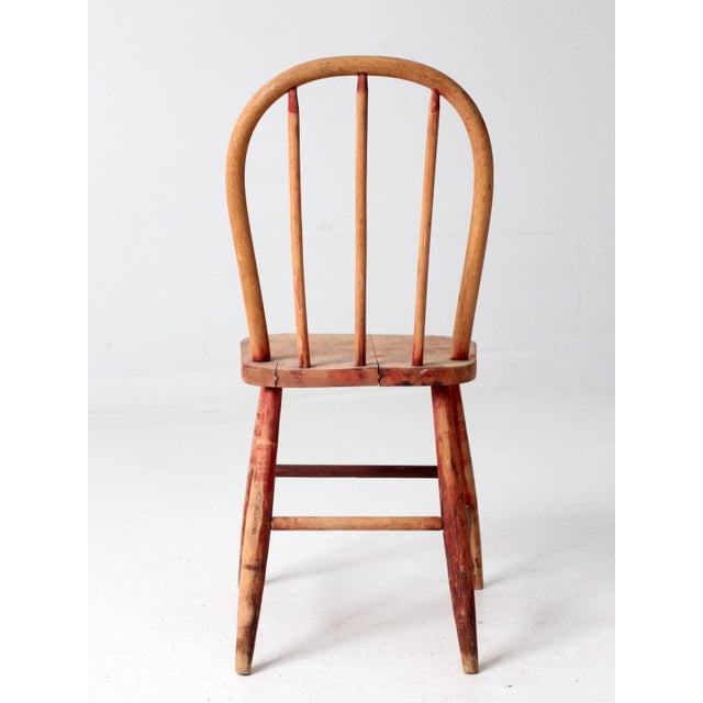 Vintage 1930s Spindle Back Children's Wood Chair For Sale - Image 9 of 14