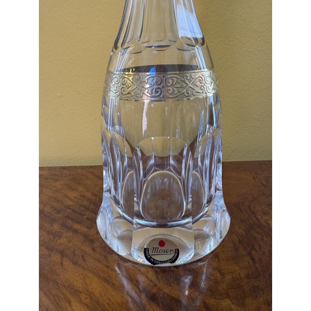 Moser carafe with stopper Splendid Richly decorated with delicate cut glass, crystal olivettes, and a band of precious...