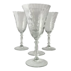 Vintage Cambridge Glass Caprice Clear Crystal Goblets- Set of 4