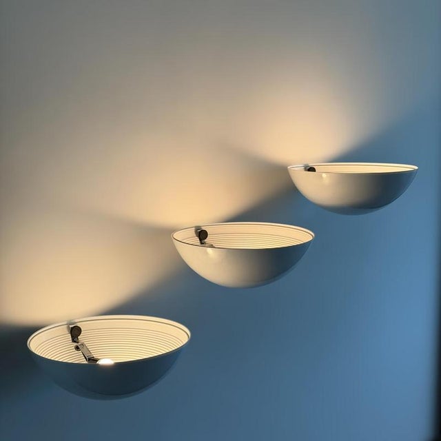 Martinelli Luce Vintage Model 1222 Wall Lights by Elio Martinelli for Martinelli Luce, 1979, Set of 3 For Sale - Image 4 of 12