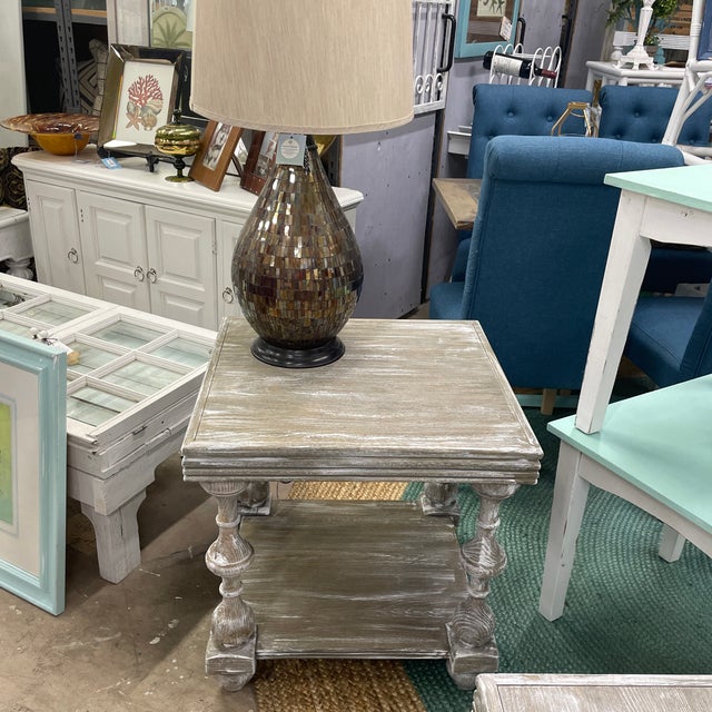 Pair of Vintage Distressed Wooden End Tables For Sale - Image 9 of 10