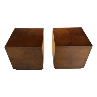 Vintage Mitchell Gold Style Cube Side Tables—A Pair For Sale