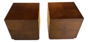Vintage Mitchell Gold Style Cube Side Tables—A Pair