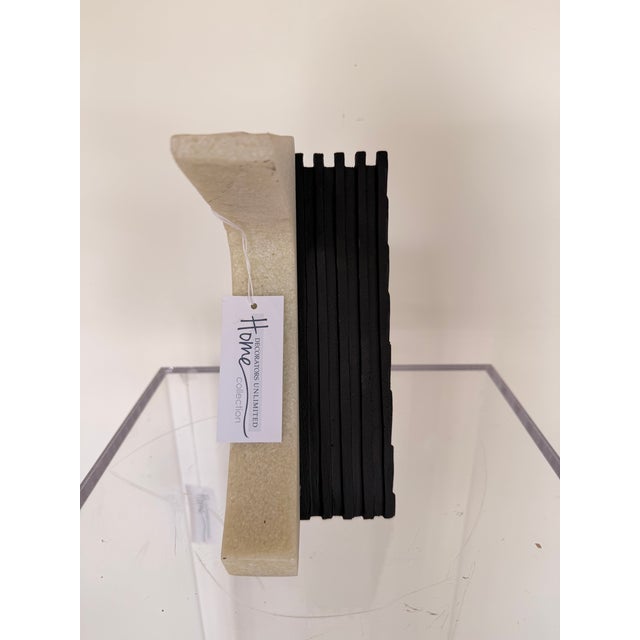 Contemporary Arteriors Ivory Rice Stone and Black Bookend (Large) For Sale - Image 3 of 6