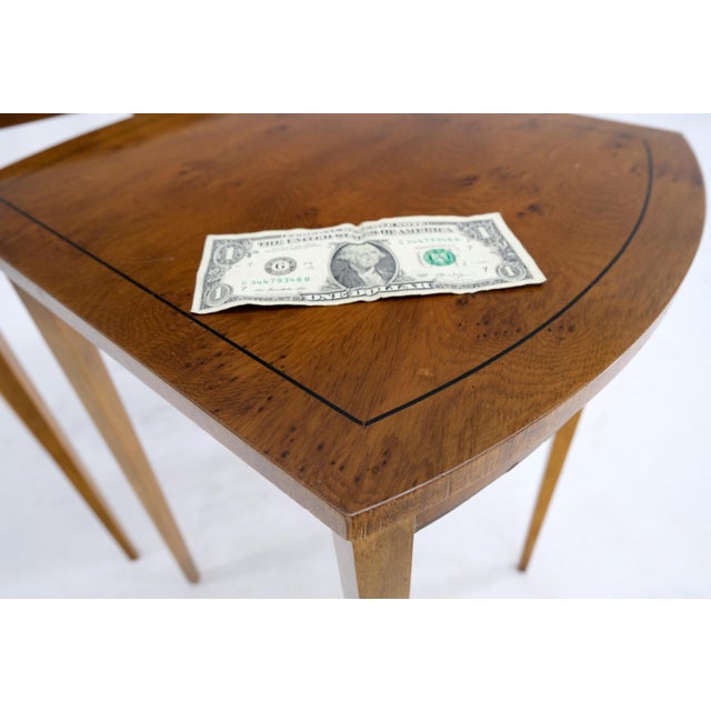 Mid 20th Century Mid 20th Century Set of Burl Wood Oval Nesting Tables by Baker For Sale - Image 5 of 15