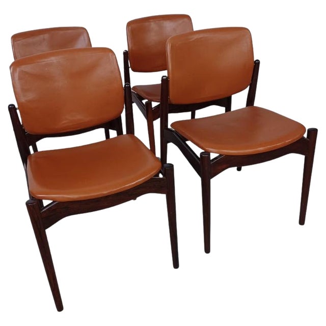 Rosewood Dining Chairs by Erik Buck, Customizable Reupholstery, 1960s, Set of 4 For Sale