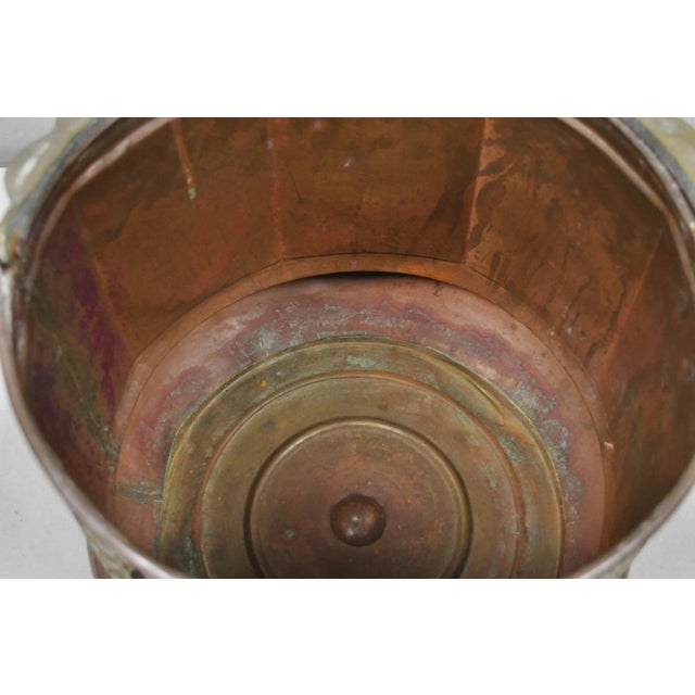 Metal Antique Anglo Indian Middle Eastern Copper & Bronze Coal Bucket Cachepot Planter For Sale - Image 7 of 12