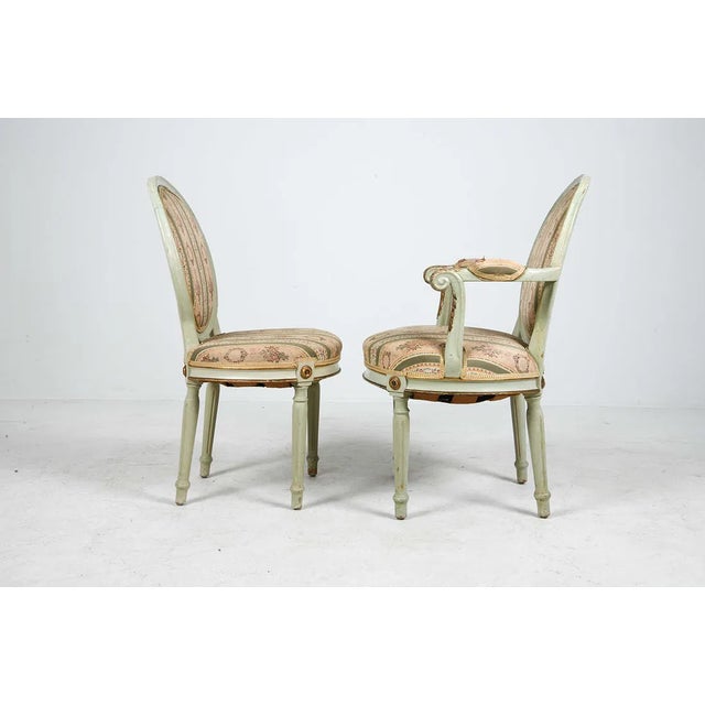 Gustavian (Swedish) Mid 20th Century Swedish Carved Wood Armchairs With Needlepoint Upholstery, Set of 6 For Sale - Image 3 of 14