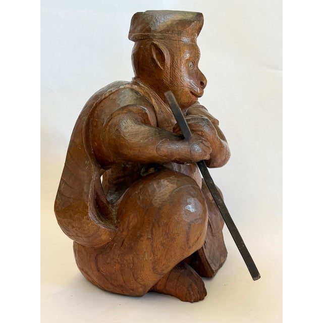 Antique Wood Carving of a Monkey in a Monk's Robe For Sale - Image 4 of 15
