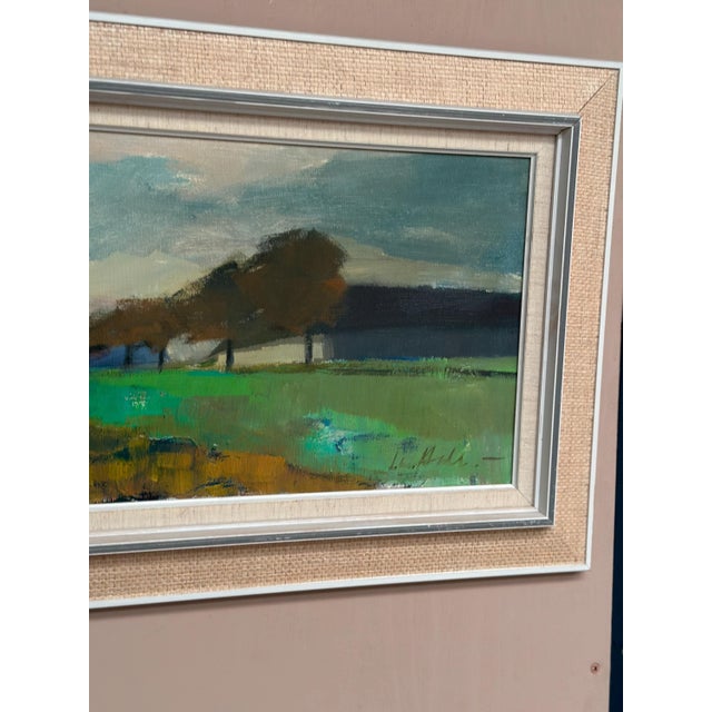 Original Swedish Oil on Canvas – “Abstract Landscape” by Lennart Hall – Signed Lars Ahlin – Framed – 115 × 45 cm (45.3" ×...