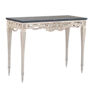 Swedish Pierced Rim Marble Top Console Table For Sale