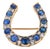 Late 19th Century Victorian 9.20 Carat Sapphire Diamond 18k Yellow Gold Silver Horseshoe Brooch For Sale