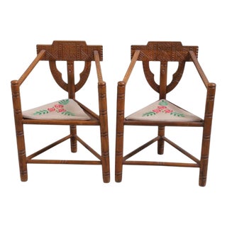 Carved Monk Chairs, Sweden, 1920s, Set of 2 For Sale