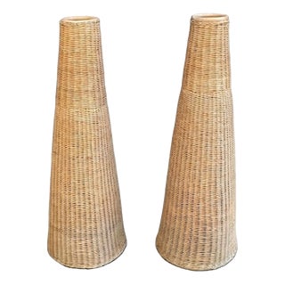 Vintage Canne Floor Lamps, 1960s, Set of 2 For Sale