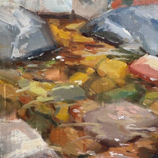 Stream Bed by Judd Mercer | Oil on Panel Depiction of a rocky stream with colorful pebbles. For Sale