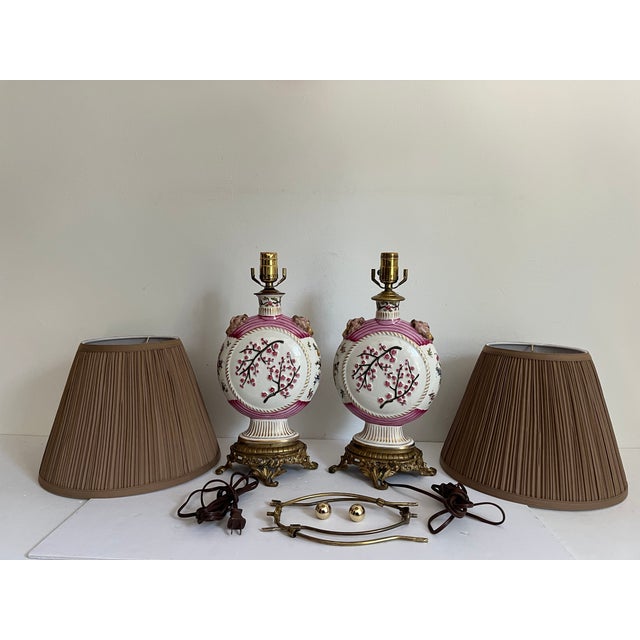 Cherry Blossom Lamps & Shades - Pair For Sale - Image 11 of 12