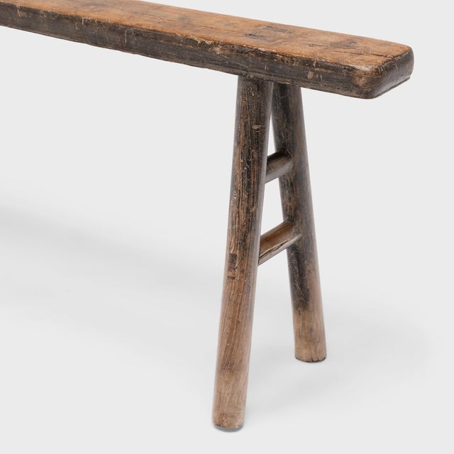 Mid 19th Century Chinese Narrow Splayed Leg Bench, C. 1850 For Sale - Image 5 of 6