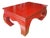 ​Vintage Large Ming Style Vermilion Red Chow Leg Chinoiserie Coffee Table For Sale