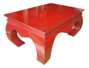 ​Vintage Large Ming Style Vermilion Red Chow Leg Chinoiserie Coffee Table
