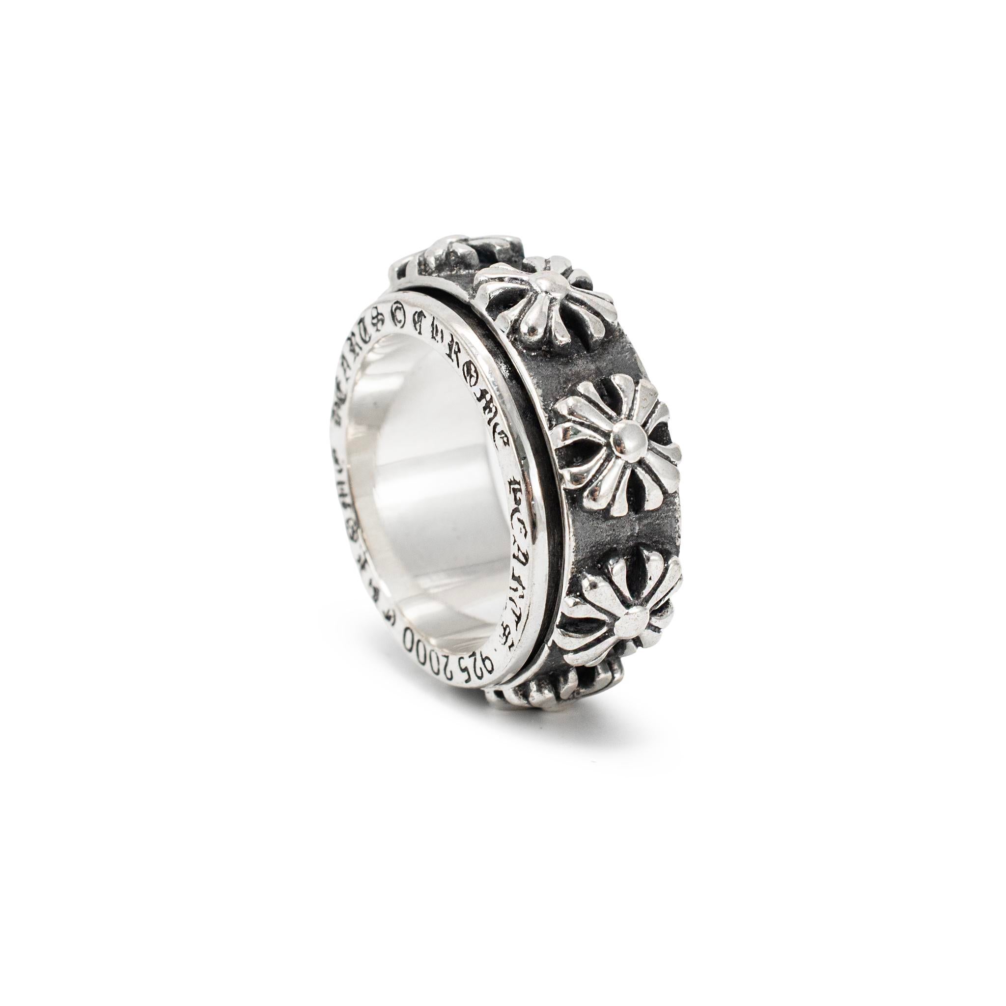 Men's Chrome Hearts 925 Sterling Silver Spinner Ch X Band Ring