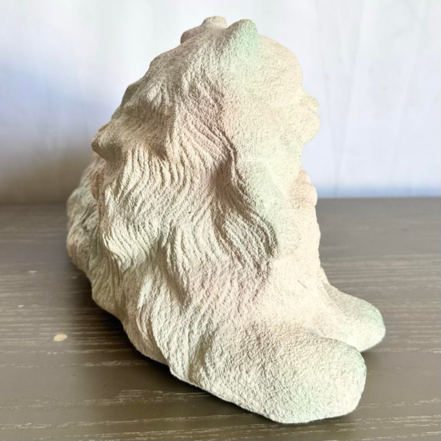 1980s Vintage Pink White and Green Ceramic Cat Sculpture For Sale - Image 5 of 8