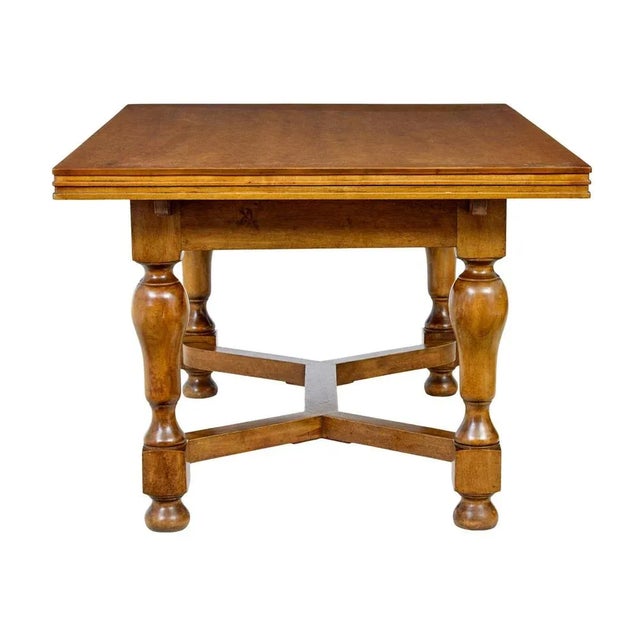 Brown Early 20th Century Birch Extending Dining Table, 1920s For Sale - Image 8 of 11