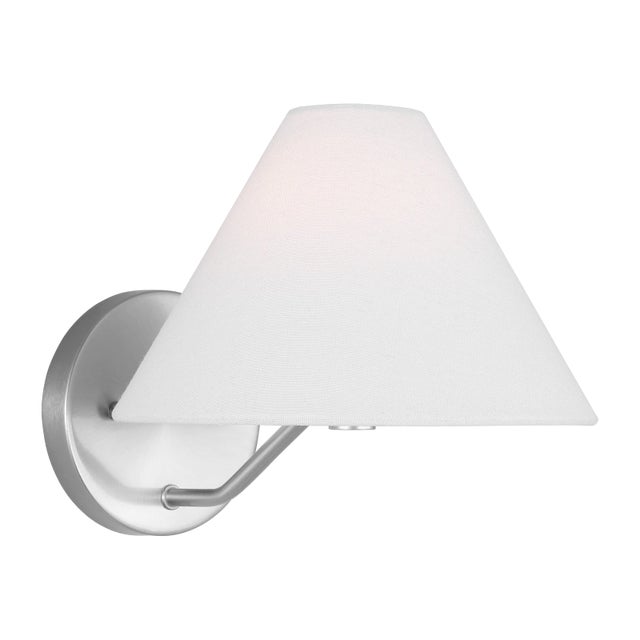 Transitional Visual Comfort Studio Burke 1-Light Sconce in Brushed Steel Silver For Sale - Image 3 of 6