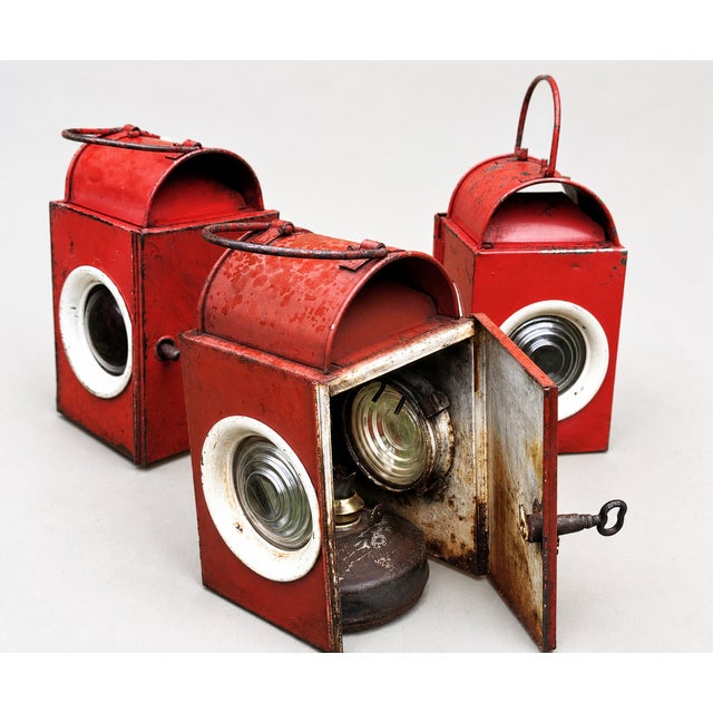 Vintage Railway Signal Lanterns, Austria, 1930s, Set of 3 For Sale - Image 17 of 17