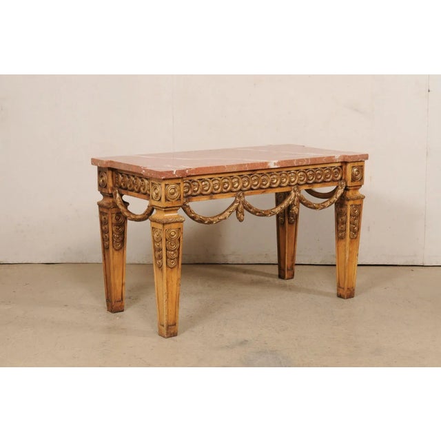 American Mid 20th Century Marble Top Console Table w/Bold Presence For Sale - Image 3 of 11