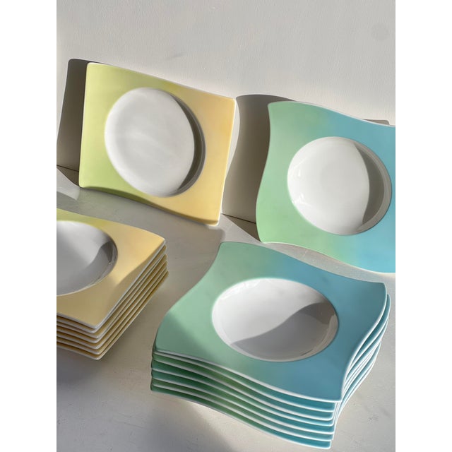 Blue 1990s Villeroy & Boch New Wave Lagoon 24 Piece Dinnerware Set Service for 8 For Sale - Image 8 of 18