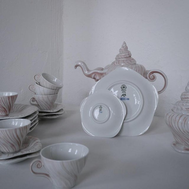 Porcelain Rose Triton Coffee Set by Arje Griegst for Royal Copenhagen, 1970s For Sale - Image 3 of 6