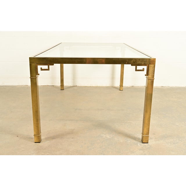 Mastercraft Mid-Century Modern Hollywood Regency Greek Key Brass and Glass Dining Table, 1970s For Sale - Image 9 of 10