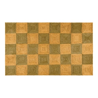 Part & Parcel Goods Jute Block Runner, 2’6”x8', Mustard and Olive For Sale