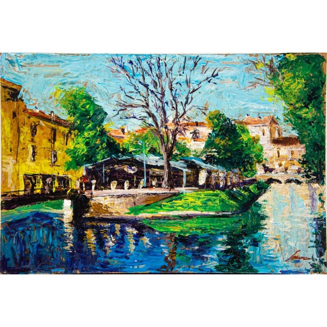 Unknown, Island of the Fish, Oil on Masonite, Late 20th Century For Sale - Image 3 of 3