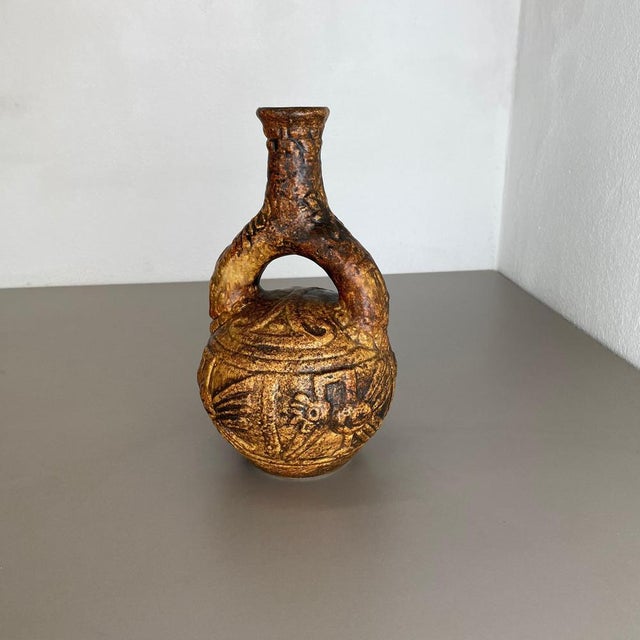 Large Colorful Fat Lava Pottery Maya Tiki Vase from Jasba Ceramics, Germany, 1970s For Sale - Image 3 of 18