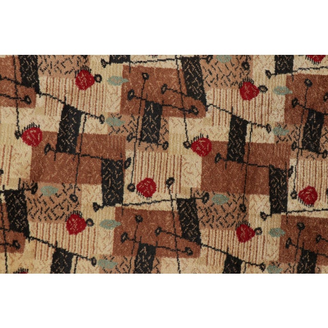 Mid-Century Modern Vintage Zeki Müren Rug in Beige-Brown With Geometric Patterns, From Rug & Kilim For Sale - Image 3 of 8