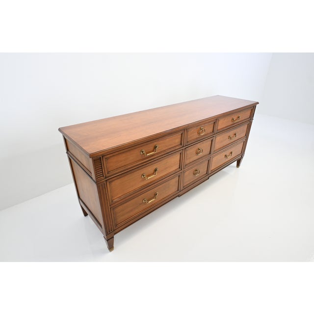 Kindel Furniture Kindel Furniture Neoclassical Louis XVI Style Cherry Nine-Drawer Dresser For Sale - Image 4 of 17