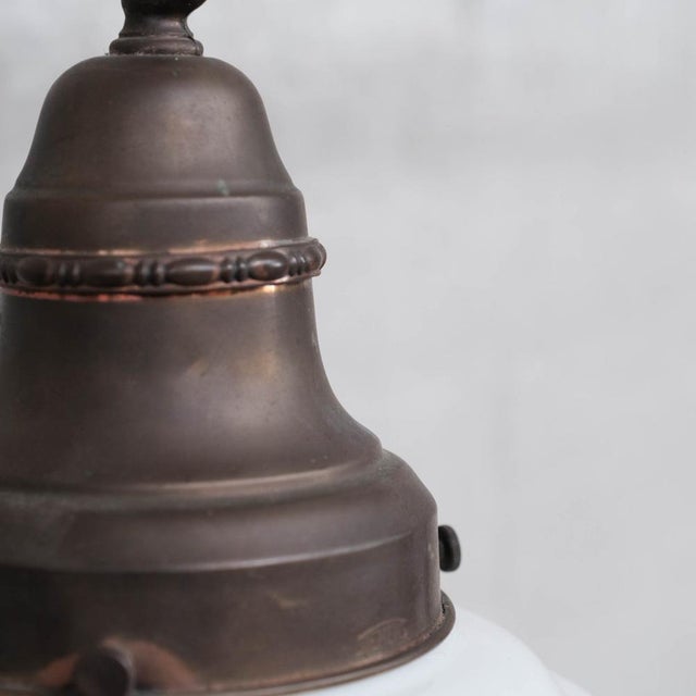 Metal French Opaline and Brass Pendant Light, 1930s For Sale - Image 7 of 10