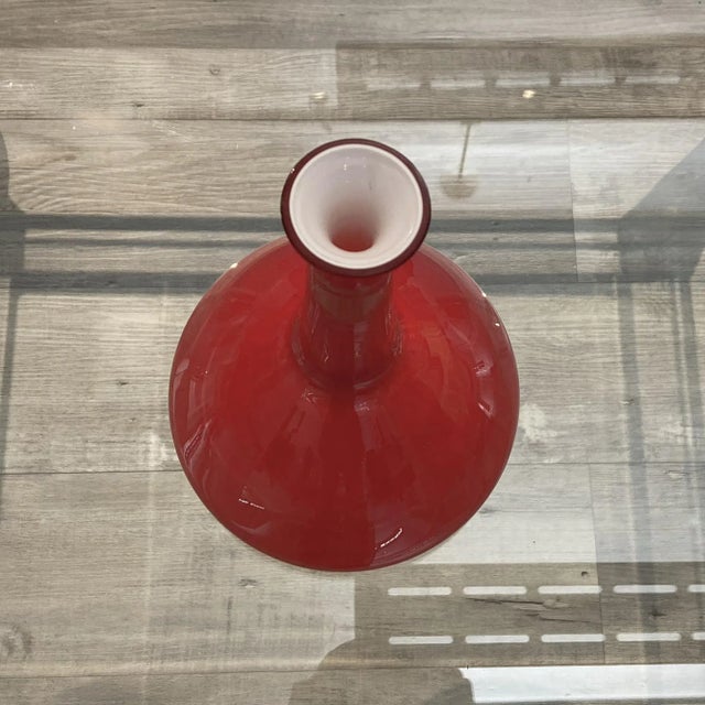 1960s Vintage Red Cased Glass, Possibly Kastrup of Denmark Made for Ramor Label For Sale - Image 5 of 11