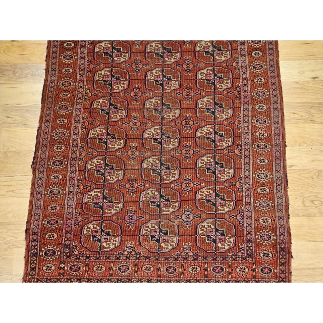 Vintage Turkmen Tekke Area Rug, Wool Pile, Geometric Medallion For Sale - Image 11 of 17