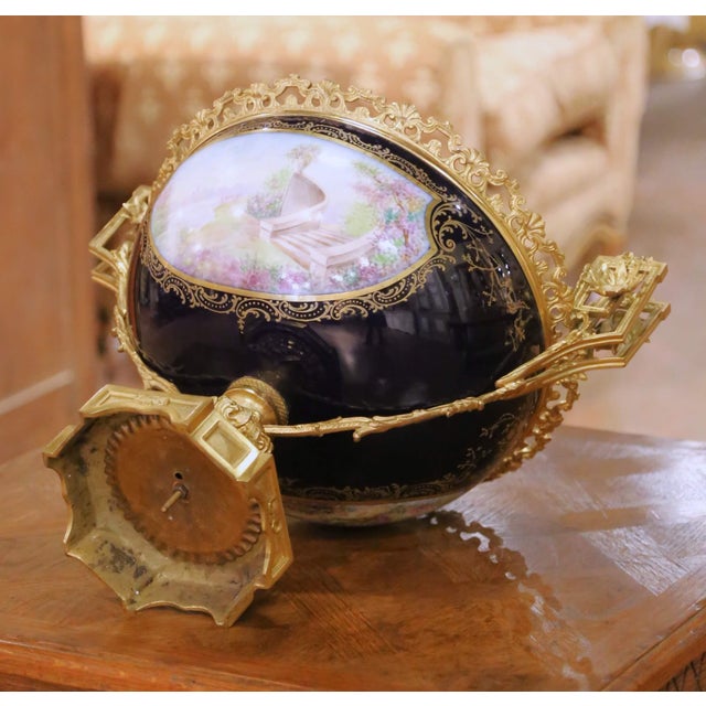 19th Century French Sevres Bronze Dore and Hand Painted Porcelain Jardinière For Sale - Image 11 of 11