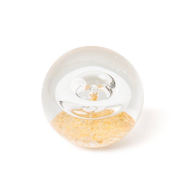 Glass Pair of Signed Coralla Gold Art Glass Paperweights For Sale - Image 7 of 10