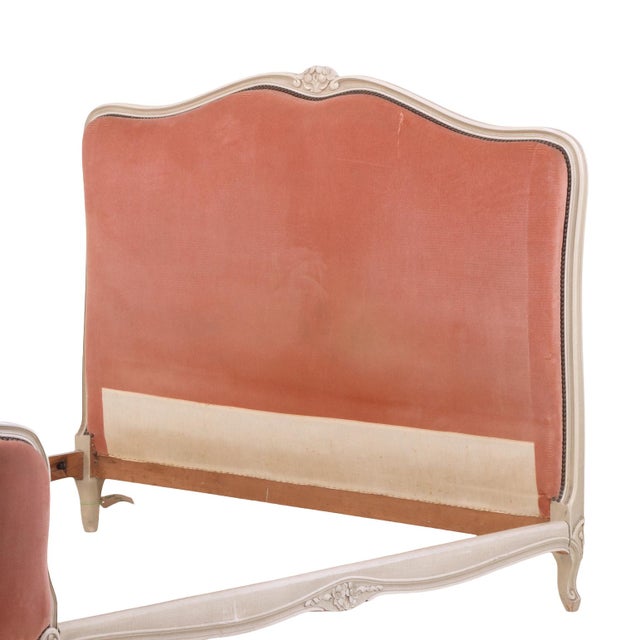 1940s French Louis XV-Style Painted and Upholstered Full Bed, Ca. 1940. For Sale - Image 5 of 8