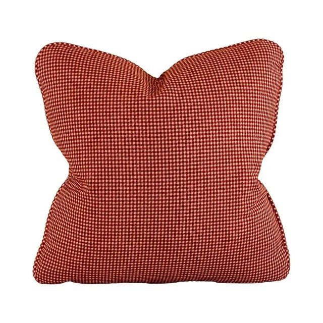 English Designer P Kaufmann Waverly Red & Cream French Country Gingham Check Pillow Covers- Pair For Sale - Image 3 of 7